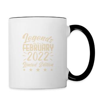 Naissance En Février 2022. Cadeau d'anniversaire. - Mug contrasté - blanc/noir - Droite