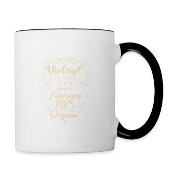 Vintage Né(e) en Février 1985 anniversaire février - Mug contrasté - blanc/noir - Droite