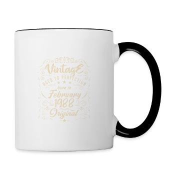 Vintage Né(e) en Février 1988 anniversaire février - Mug contrasté - blanc/noir - Droite