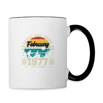février 1977. Cadeau d'anniversaire février 1977. - Mug contrasté - blanc/noir - Droite