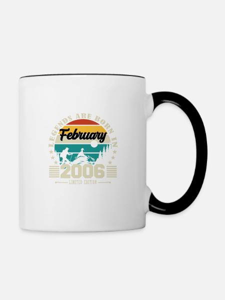 Februar 2006. Geburtstagsgeschenk Februar 2006. - Tasse zweifarbig - Weiß/Schwarz