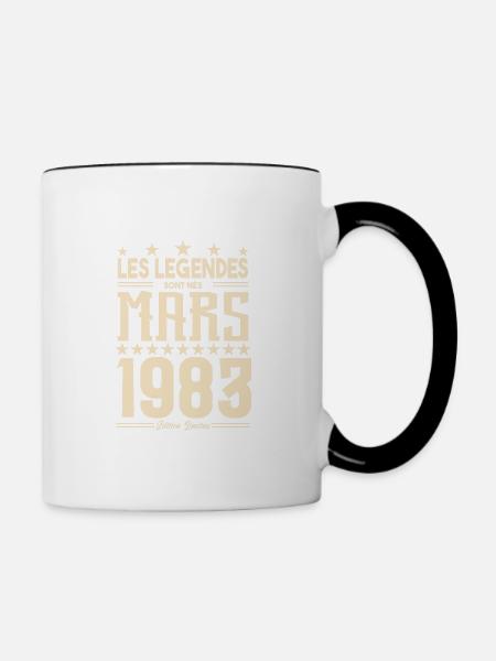 cadeau d'anniversaire mars 1983. cadeau Mars 1983. - Mug contrasté - blanc/noir