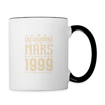 cadeau d'anniversaire mars 1999. cadeau Mars 1999. - Mug contrasté - blanc/noir - Droite