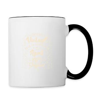 Vintage Né(e) en Avril 1975. anniversaire avril. - Mug contrasté - blanc/noir - Droite