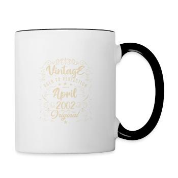Vintage Né(e) en Avril 2002. anniversaire avril. - Mug contrasté - blanc/noir - Droite