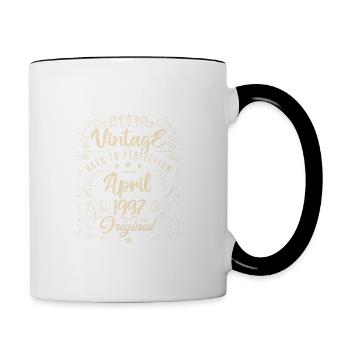 Vintage Né(e) en Avril 1997. anniversaire avril. - Mug contrasté - blanc/noir - Droite