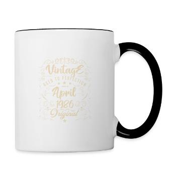 Vintage Né(e) en Avril 1986. anniversaire avril. - Mug contrasté - blanc/noir - Droite