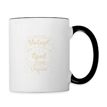 Vintage born in April 2019. Birthday April. - Contrasting Mug - white/black - Right