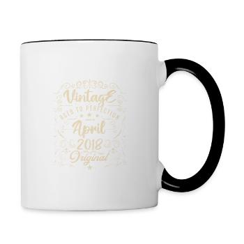 Jahrgang geboren im April 2018. Geburtstag April. - Tasse zweifarbig - Weiß/Schwarz - Rechts