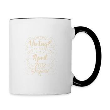 Jahrgang geboren im April 2012. Geburtstag April. - Tasse zweifarbig - Weiß/Schwarz - Rechts