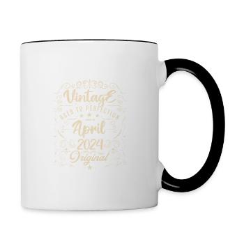 Vintage born in April 2024. birthday April 20 - Contrasting Mug - white/black - Right