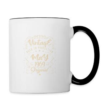 Vintage Né(e) en Mai 1969. anniversaire mai 1969. - Mug contrasté - blanc/noir - Droite