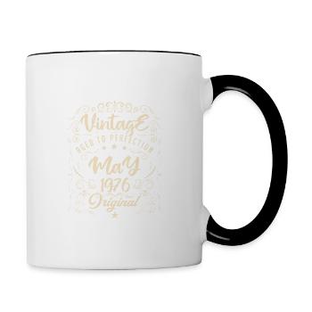 Vintage born in May 1976. Birthday May 1976. - Contrasting Mug - white/black - Right