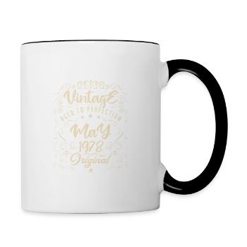 Vintage Né(e) en Mai 1978. anniversaire mai 1978. - Mug contrasté - blanc/noir - Droite