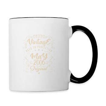 Vintage Né(e) en Mai 2006. anniversaire mai 2006. - Mug contrasté - blanc/noir - Droite