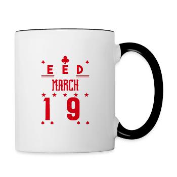 cadeau d'anniversaire Mars 1991. jeux de carte. - Mug contrasté - blanc/noir - Droite