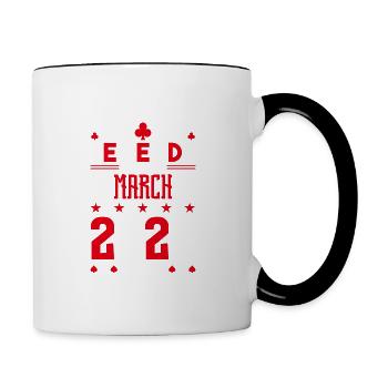 Geburtstagsgeschenk März 2020. Kartenspiele. - Tasse zweifarbig - Weiß/Schwarz - Rechts