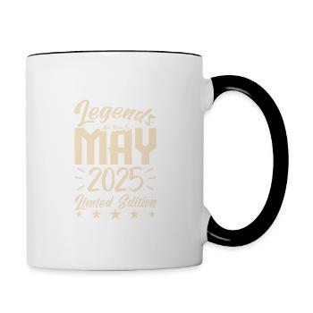 Geboren Mai 2025 Geburtstagsgeschenk 2025. - Tasse zweifarbig - Weiß/Schwarz - Rechts