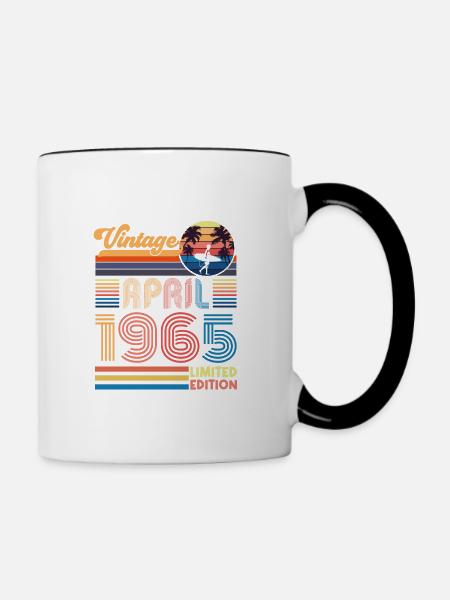 Geburtstag April 1965 April. April 1965 Geschenk. - Tasse zweifarbig - Weiß/Schwarz