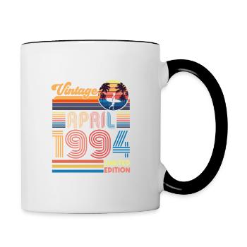 Geburtstag April 1994 April. April 1994 Geschenk. - Tasse zweifarbig - Weiß/Schwarz - Rechts