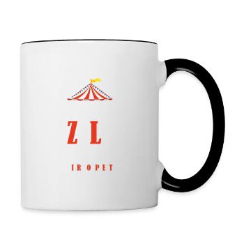 Fehlt nur noch das ZELT, Der zirkus HIER KOMPLETT. - Tasse zweifarbig - Weiß/Schwarz - Rechts