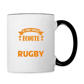 Rugbyman cadeau Cadeau fan du rugby. joueur rugby - Mug contrasté - blanc/noir - Droite