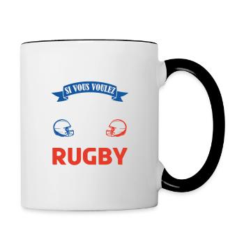Rugbyman cadeau. Cadeau fan du rugby. joueur rugby - Mug contrasté - blanc/noir - Droite