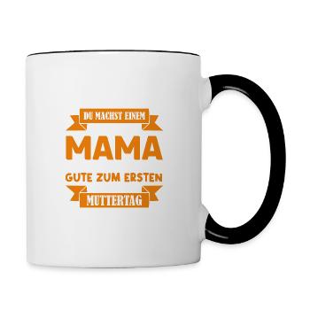 Du machst einen tollen Job Mama Muttertag . - Tasse zweifarbig - Weiß/Schwarz - Rechts