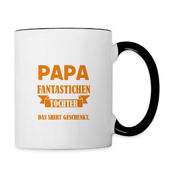 Ich bin Papa einer fantastischen Tochter Vater - Tasse zweifarbig - Weiß/Schwarz - Rechts