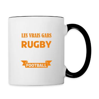 Cadeau rugbyman, cadeau Fan de rugby.Rugby. - Mug contrasté - blanc/noir - Droite