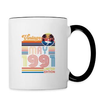 Geboren Mai 1991 Geburtstagsgeschenk Mai 1991, MAI, Mai - Tasse zweifarbig - Weiß/Schwarz - Rechts