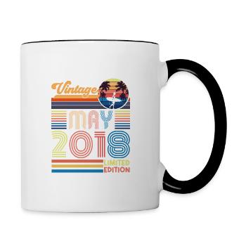 Geboren Mai 2018 Geburtstagsgeschenk Mai 2018, MAI, Mai - Tasse zweifarbig - Weiß/Schwarz - Rechts
