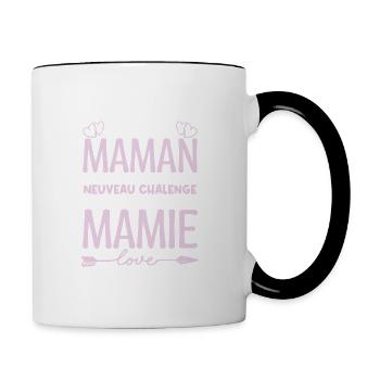 Cadeau Annonce Grossesse Mamie. Mission de maman. - Mug contrasté - blanc/noir - Droite