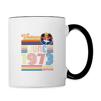 Geburtstag Juni 1973. Juni 1973 Juni 1973 Schenkung - Tasse zweifarbig - Weiß/Schwarz - Rechts