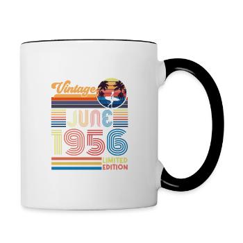 anniversaire juin 1956. June 1956 Juin 1956 Cadeau - Mug contrasté - blanc/noir - Droite
