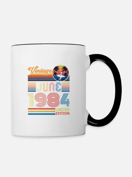 Anniversaire juin 1984. Cadeau Juin 1984 June 1984 - Mug contrasté - blanc/noir