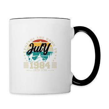 Juli 1984. Geburtstagsgeschenk Juli 1984. - Tasse zweifarbig - Weiß/Schwarz - Rechts