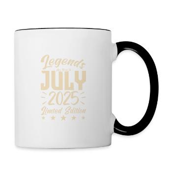 Born in July 2025. Birthday gift. - Contrasting Mug - white/black - Right