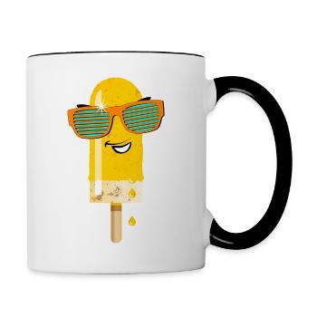Popsicles Summer heat cool sunglasses delicious - Contrasting Mug - white/black - Right