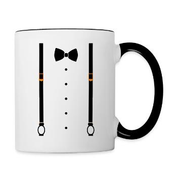 Shirt with bow tie - Contrasting Mug - white/black - Right