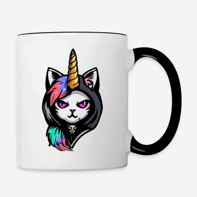 chat-licorne rebelle - Mug contrasté - blanc/noir