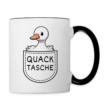 Ganse Ente - Quack Tasche - Tasse zweifarbig - Weiß/Schwarz - Rechts
