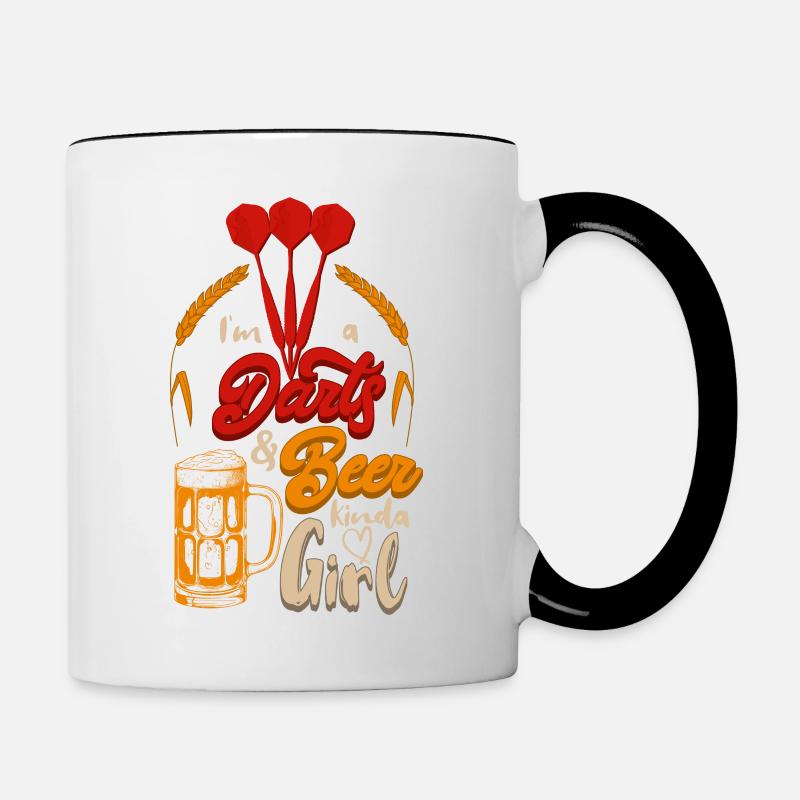 Je suis une fille de type bière de fléchettes - Mug contrasté - blanc/noir