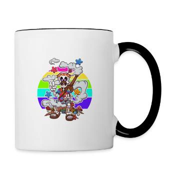 Peace And Love Cartoon Retro Skeleton - Contrasting Mug - white/black - Right