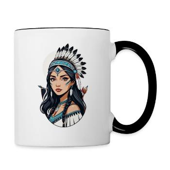 indienne- native americaine - usa - Mug contrasté - blanc/noir - Droite