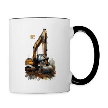 Bagger 12 Jahre 12 Geburtstag - Tasse zweifarbig - Weiß/Schwarz - Rechts