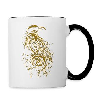 Goldener Rabe Goth - Tasse zweifarbig - Weiß/Schwarz - Rechts