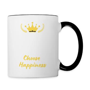 "Bleib ruhig und wähle das Glück" - Happiness - Tasse zweifarbig - Weiß/Schwarz - Rechts