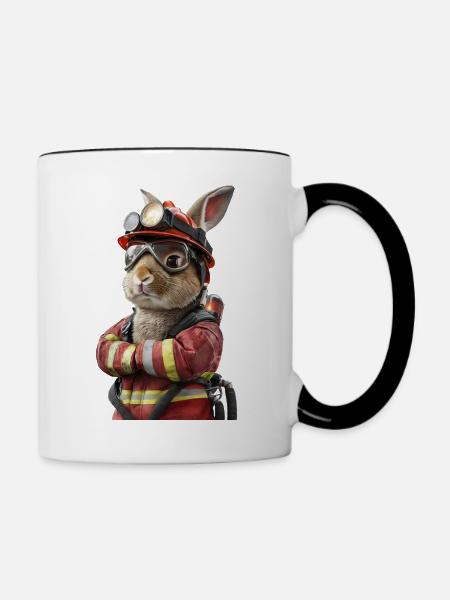 Kaninchen - Tasse zweifarbig - Weiß/Schwarz