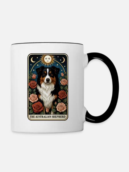 Australischer Schäferhund - Tasse zweifarbig - Weiß/Schwarz